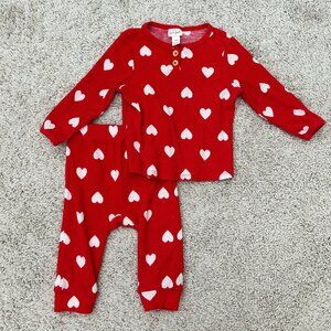 Baby Heart Cozy Ribbed Top & Bottom Set - Cat & Jack™ Red 9-12M